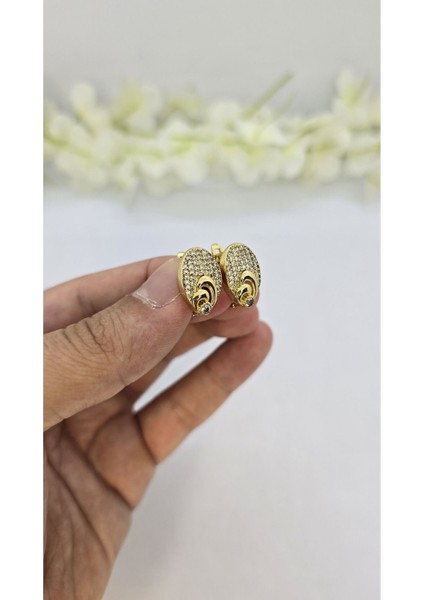 14 Ayar Altın Kaplama Zirkon Taşlı Kadın Küpe – Zarif ve Işıltılı (M27) modelleri