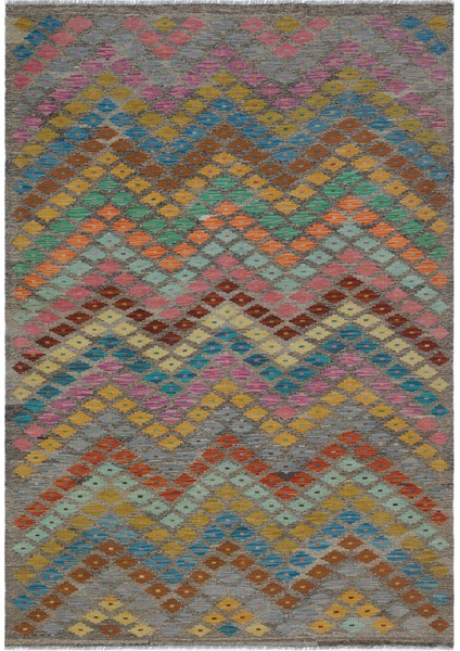 Girit Bej Çizgili Yün Modern Desenli Yün Hav Toz Vermez Leke Tutmayan Salon Yolluk Mutfak El Dokuma Halı