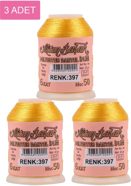 3 Adet Altınbaşak Oya ve Dantel Ipi 20 gr - - No: 397