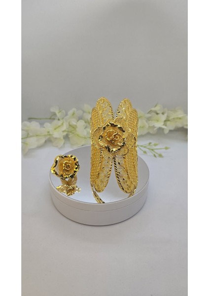 Vizyon Kelepçe Bileklik ve Yüzük 22 Ayar Altın Kaplama Model 2 fırsatları