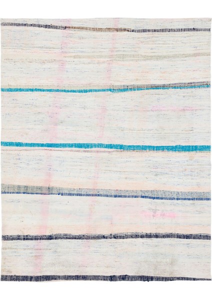 Girit Bej Çizgili Yün Modern Desenli Yün Hav Toz Vermez Leke Tutmayan Salon Yolluk Mutfak El Dokuma Halı