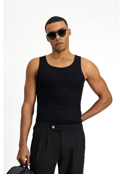 Slim Fit Dar Kesim Pamuk Fitilli Atlet
