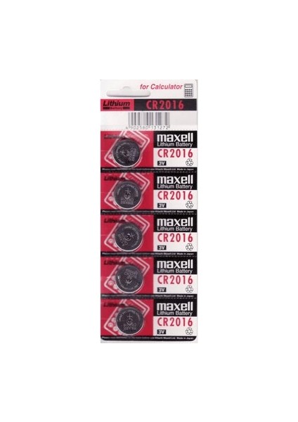 Maxell CR2016 3V Lityum Düğme Pil 5'li Paket