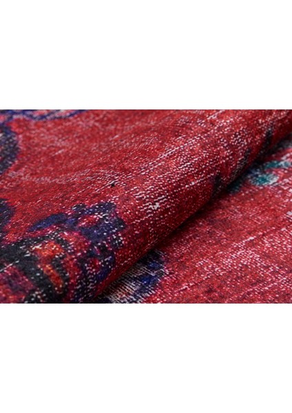 Belorecensk Kırmızı Eskitme Etnik Modern Desenli Makinada Yıkanabilir Hav Toz Vermez Leke Tutmayan Kaymaz Taban Dijital Makine Baskı Salon Yolluk Mutfak Halı fırsatları