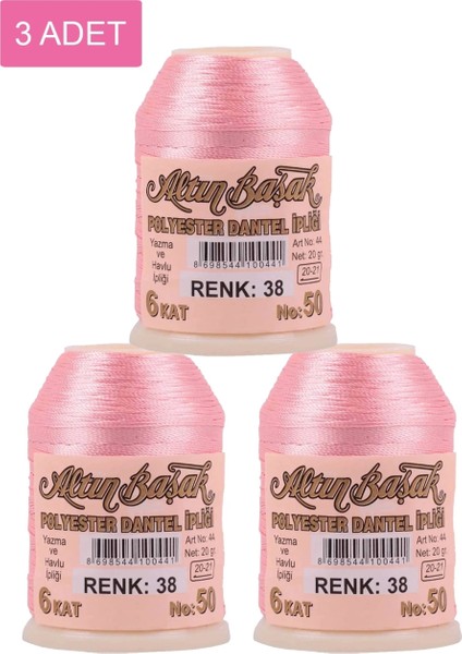 3 Adet Altınbaşak Oya ve Dantel Ipi 20 gr - - No: 038