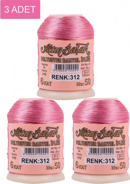 3 Adet Altınbaşak Oya ve Dantel Ipi 20 gr - - No: 312