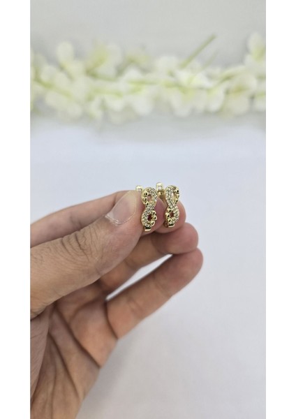 14 Ayar Altın Kaplama Zirkon Taşlı Kadın Küpe – Zarif ve Işıltılı (M17) fırsatları