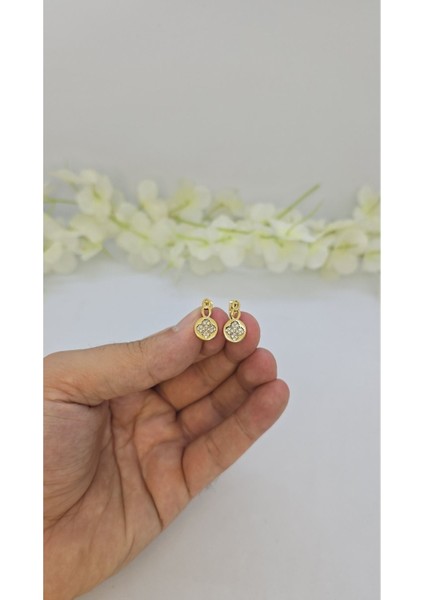 14 Ayar Altın Kaplama Zirkon Taşlı Kadın Küpe – Zarif ve Işıltılı (M22) fiyatları