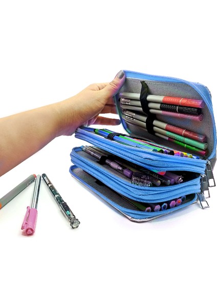 Kalem Kutusu Araba Cars Kawai Organizer Kalemkutu Vegan Deri Üç Bölmeli Kalemlik - Mavi modelleri