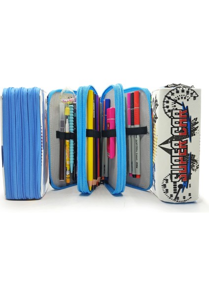 Kalem Kutusu Araba Cars Kawai Organizer Kalemkutu Vegan Deri Üç Bölmeli Kalemlik - Mavi fırsatları