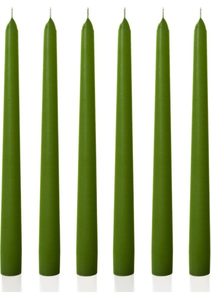 6 Lı Kısa Yeşil Konik Şamdan Mum Yükseklik 18 cm
