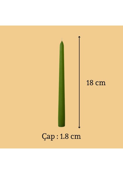 6 Lı Kısa Yeşil Konik Şamdan Mum Yükseklik 18 cm fiyatları