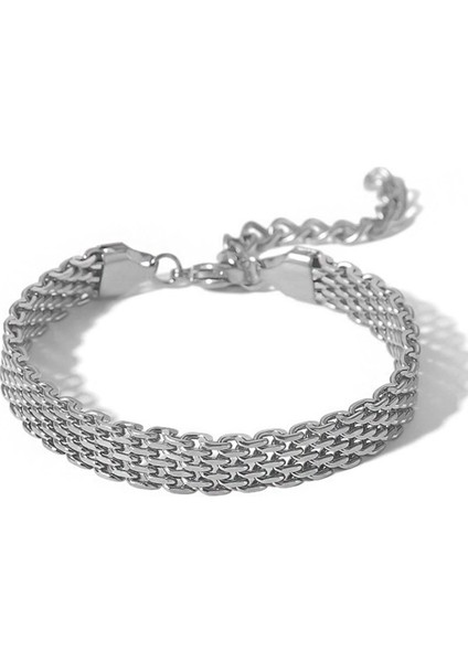 8 mm Silver Çelik Kadın Zincir Bileklik ET83BY