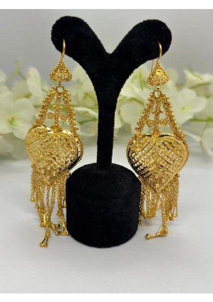 22 Ayar Altın Kaplama Hint Motifli Küpe LVD526-4