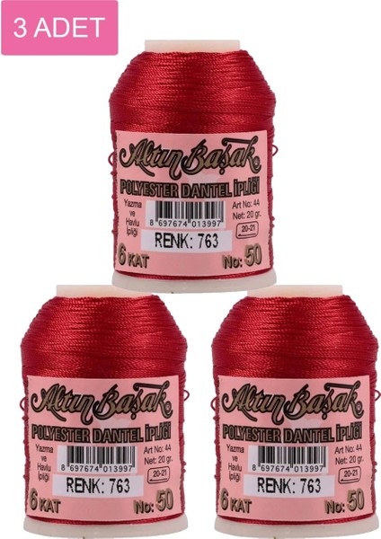 3 Adet Altınbaşak Oya ve Dantel Ipi 20 gr - - No: 763