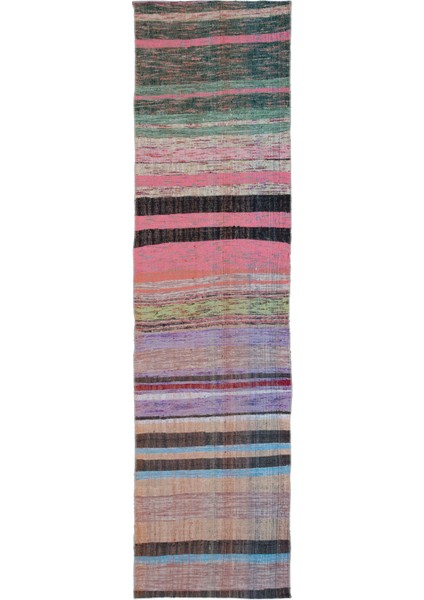 Teselya Bej Çizgili Yün Modern Desenli Yün Hav Toz Vermez Leke Tutmayan Salon Yolluk Mutfak El Dokuma Halı