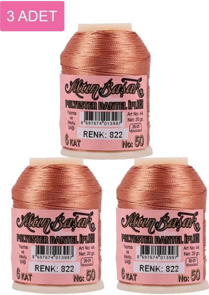 3 Adet Altınbaşak Oya ve Dantel Ipi 20 gr - - No: 822