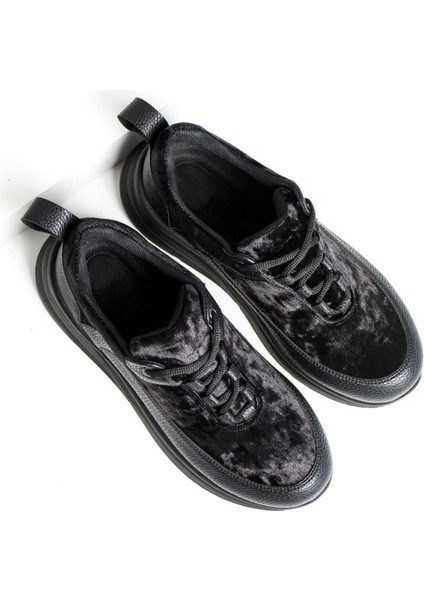 Siyah - Kadife Dolgu Taban Sneaker