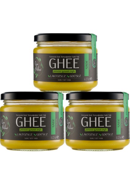 3 Lü Ojas Kitchen Sade Ghee – Laktozsuz Gdo’suz Sade Yağ – 3 x 225 Gr- Avantaj Paketi