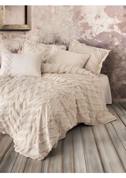 Limi Çift Kişilik Yatak Örtülü Nevresim Takımı Crimp Bej