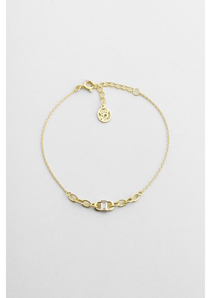 Amanda 18 Ayar Sarı Altın Kaplama 19 cm Gümüş Bileklik