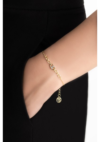 Amanda 18 Ayar Sarı Altın Kaplama 19 cm Gümüş Bileklik fiyatları