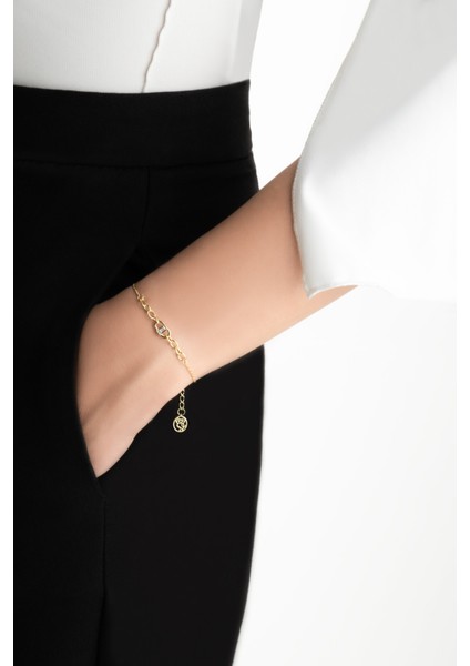 Amanda 18 Ayar Sarı Altın Kaplama 19 cm Gümüş Bileklik fırsatları