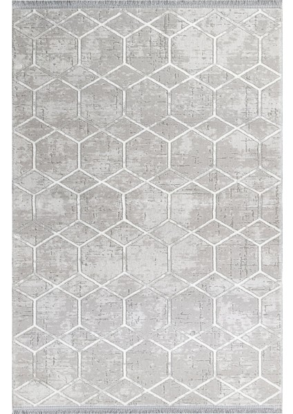 Exmouth Geometrik Gri Akrilik Dikdörtgen Modern Desenli Akrilik Hav Vermeyen Leke Tutmayan Kolay Temizlenen Yumuşak Makine Salon Yolluk Mutfak Halı fırsatları