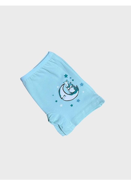 Kız Çocuk Pamuklu Su Yeşili Ay Yıldız Desenli Atlet Boxer Takımı modelleri