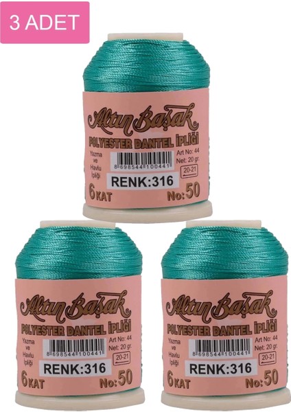 3 Adet Altınbaşak Oya ve Dantel Ipi 20 gr - - No: 316