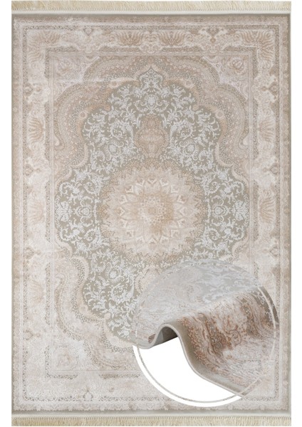 Klasik Krem Viskon Dikdörtgen Modern Desenli Akrilik Hav Vermeyen Leke Tutmayan Kolay Temizlenen Yumuşak Makine Salon Yolluk Mutfak Halı