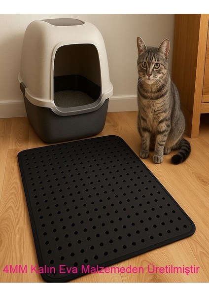 Eva Malzemeden Kum Dağılmasını Önleyen Kaymaz ve Dayanıklı Kedi Tuvalet Önü Paspas 50X50 cm