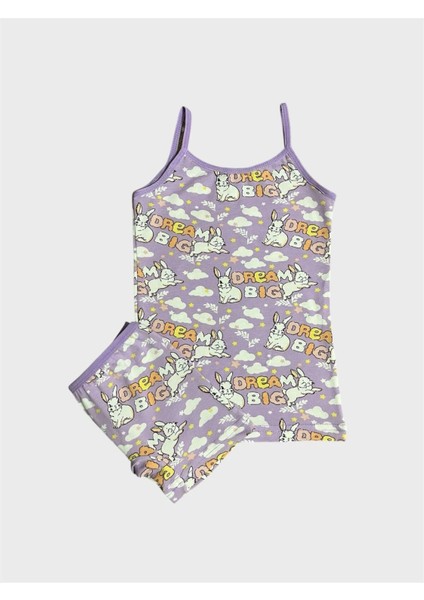 Kız Çocuk %100 Pamuklu Lila Tavşan Desenli Atlet Boxer Takımı fiyatları