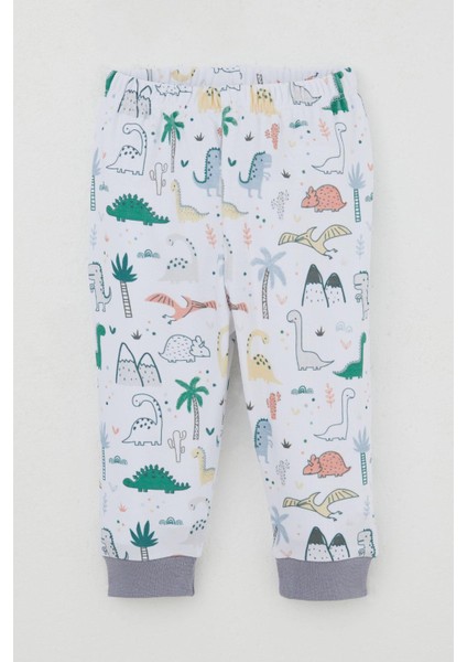 Erkek Bebek Eşofman Takım Omuzdan Patlı Sevimli Dinozorlar Desenli 4 Ay-1 Yaş, Beyaz modelleri