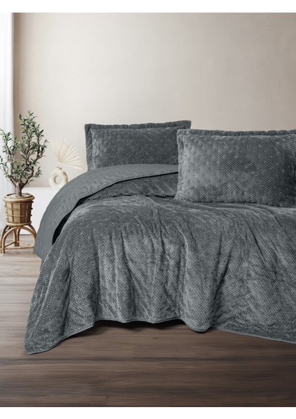 Softnest Tek Kişilik Yatak Örtüsü Boleta Koyu Gri