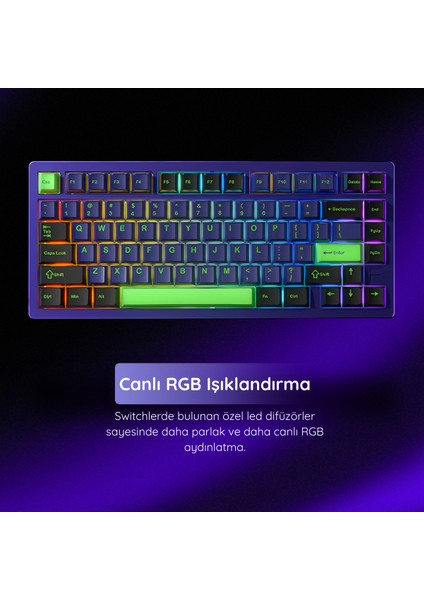 F75 Ultra Alüminyum Mekanik Klavye - Rgb, Hotswap, Kablosuz & Kablolu, Vıa ve Yazılımlı, Mac/windows Uyumlu, 2 Farklı Gasket fırsatları