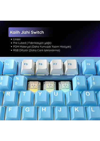 F75 Ultra Alüminyum Mekanik Klavye - Rgb, Hotswap, Kablosuz & Kablolu, Vıa ve Yazılımlı, Mac/windows Uyumlu, 2 Farklı Gasket