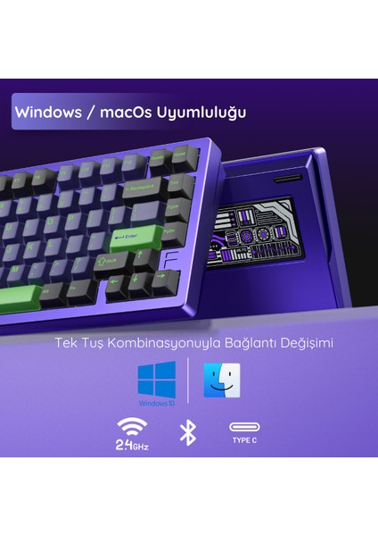 F75 Ultra Alüminyum Mekanik Klavye - Rgb, Hotswap, Kablosuz & Kablolu, Vıa ve Yazılımlı, Mac/windows Uyumlu, 2 Farklı Gasket