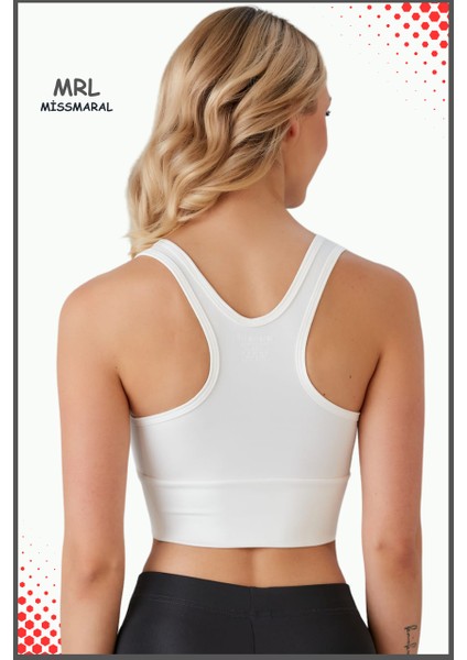 Kadın Ekru Spor Büstiyer Crop Halter Yaka Pedli Toparlayıcı Likralı Dalgıç Havuz Deniz Uygun fiyatları