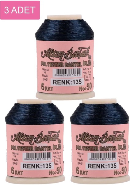 3 Adet Altınbaşak Oya ve Dantel Ipi 20 gr - - No: 135