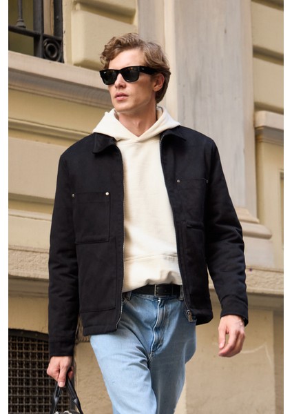 Erkek Pamuklu Ceket Mont Siyah modelleri