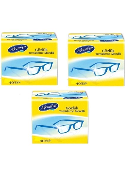 Mendiva Gözlük Cam Ekran Kask Temizleme Mendili 40'lı 3 Kutu (120 Adet)