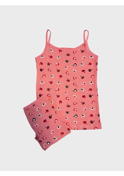 Kız Çocuk Pamuklu Pembe Kuğu Desenli Atlet Boxer Takımı fiyatları