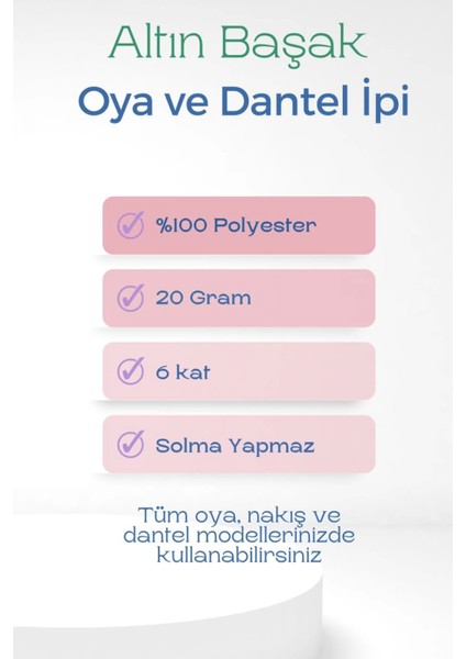 3 Adet Altınbaşak Oya ve Dantel Ipi 20 gr - - No: 769 fiyatları