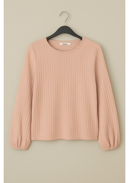 Kadın Pudra Uzun Kollu Rahat Kalıp Bluz , Şık Rahat ve Günlük , Kadın Bluz fırsatları