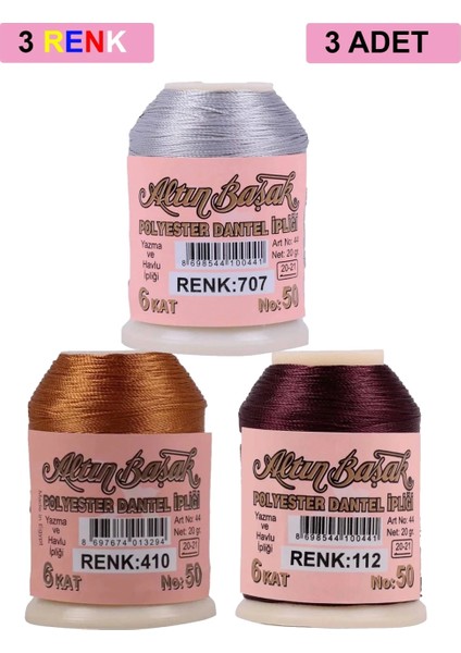 3 Adet Altınbaşak Oya ve Dantel Ipi 20 gr - - No: 410 - 112 - 707