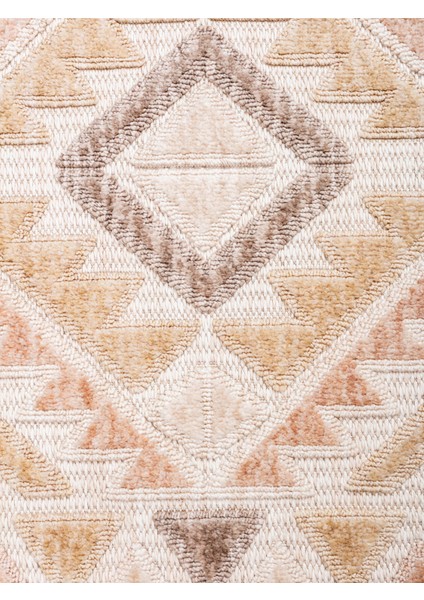 Kajol Geometrik Bej Polyester Dikdörtgen Modern Desenli Akrilik Hav Vermeyen Leke Tutmayan Kolay Temizlenen Yumuşak Makine Salon Yolluk Mutfak Halı modelleri