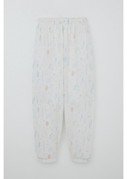 Kız Çocuk Pijama Takımı Bahar Fısıltısı Renkli Yapraklar Desenli 4-8 Yaş, Ekru fırsatları