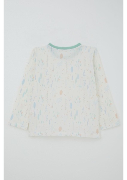 Kız Çocuk Pijama Takımı Bahar Fısıltısı Renkli Yapraklar Desenli 4-8 Yaş, Ekru indirimleri