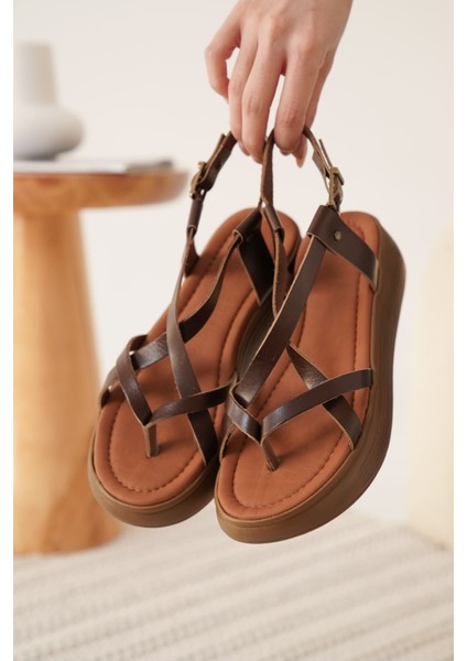 Linya Premium Acı Kahve Hakiki Deri Sandalet fırsatları